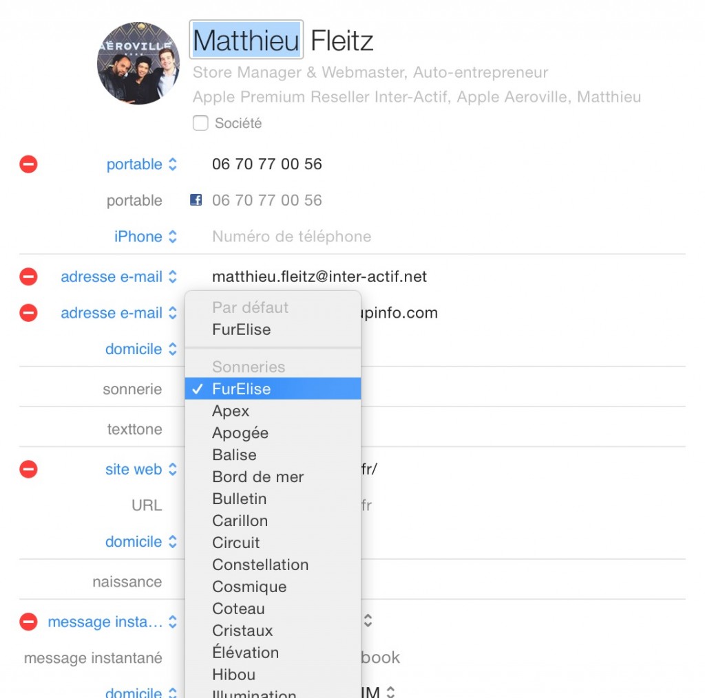 Sonneries personnalisées pour les appels reçus sur Mac